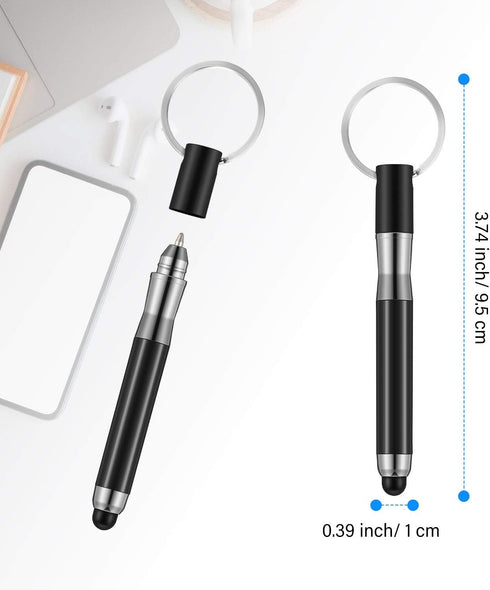 Outus 4 Pieces Mini Stylus Pen with Keyring Loop 3-in-1 Accessory Bullet Capacitive Keychain Stylus Tablet Pen Touchscreen Stylus Pen