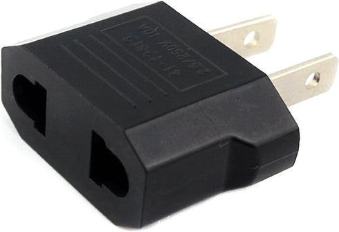 ANRANK E-U4113619AK European to USA American Outlet Plug Adapter, Black, 2-Pack