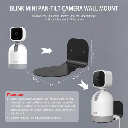 Wall Mount for Blink Mini Pan-Tilt Camera, Black Stainless Steel Bracket for Home/Office Indoor