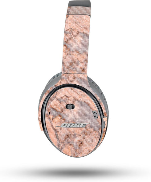 MightySkins Carbon Fiber Skin for Bose QuietComfort 35 II Headphones - Blush Marble, Durable Textured Finish