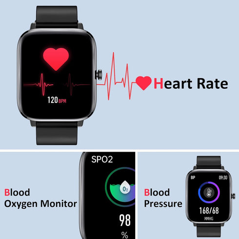 Smart Watch for iPhone/Android Phones (Answer/Make Calls) - 1.69" HD Screen Fitness Tracker: Heart Rate/Sleep/Blood