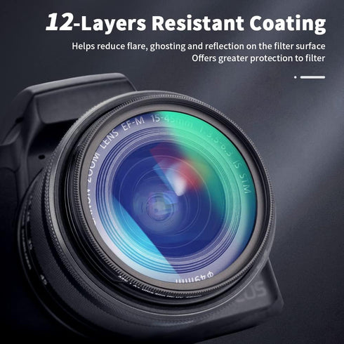 JJC Multi-Coated 43mm UV Filter for Fuji XF 35mm f/2 R WR, 30mm f/2.8 R LM WR, 23mm f/2 R WR, Canon RF 50mm