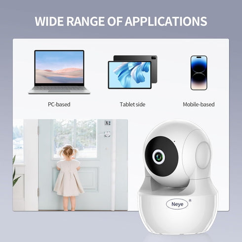 WiFi Security Home Camera, Baby Monitor Wireless IP Camera with Night Vision, Two Way Audio, Supports 5G WiFi, White