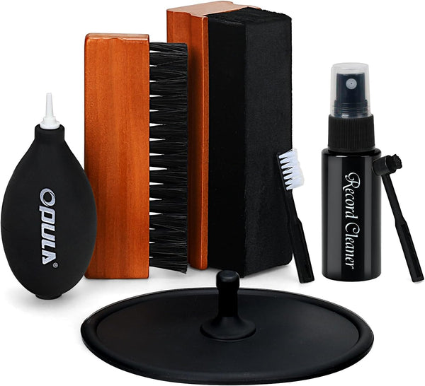 Complete 7-in-1 Vinyl Record Cleaning Kit - Vinyl Record Cleaner Solution, Velvet Brush, Microfiber Brush, Stylus