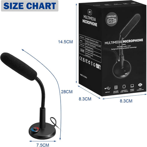 Futurtecer PS5, (1.5m RGB USB Condenser Microphone, Plug & Play Desktop PC Mic with Mute Button, Flexible Gooseneck