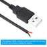 PATIKIL 1M/3Ft 5V 3A USB Pigtail Extension Power Cable, 3 Pcs Black 22AWG USB Plug to 2 Pin Bare Wire Connector for DIY