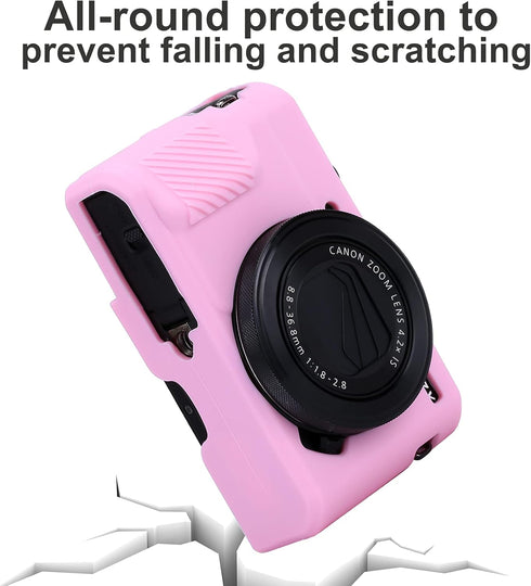 Pocoukate Silicone Camera Body Case for Canon G7X/G7X Mark II/Mark III with Optical Screen Protector