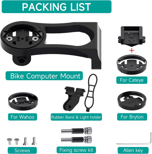 Out Front Mount for Garmin Bike Computer, Road Mountain Cycling GPS Combo Extended (Fixed Version/Black)
