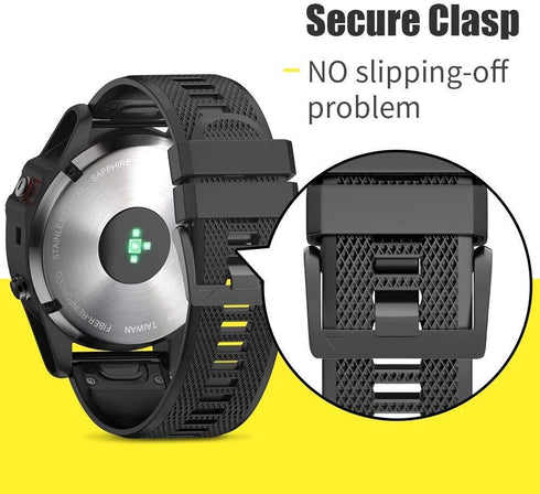 NotoCity Compatible Watch Band for Forerunner 935 - Sport Silicone Strap for Fenix 5/6, Black/Army Green