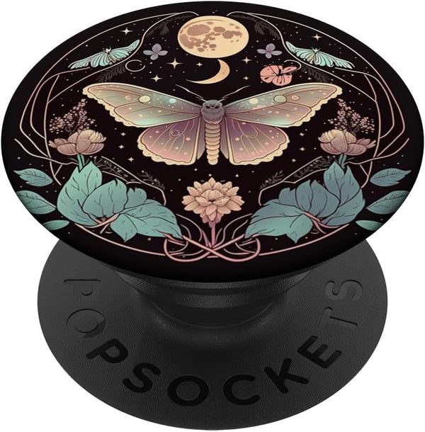Moon Phases Crystal Witchy Cute Moth Kawaii Pastel Goth PopSockets Standard PopGrip