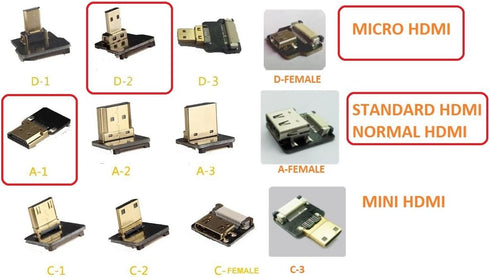 Flat Slim FPV HDMI Cable - Micro HDMI Male 90 Degree to Standard HDMI Male, Compatible with GoPro Sony Alpha A7RII