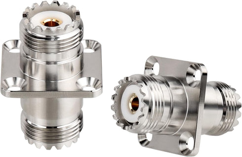 XRDS-RF SO239 to SO239 Chassis Mount Connector 2-Pack, UHF Female to Female 4 Hole Flange Panel Mount Adapter