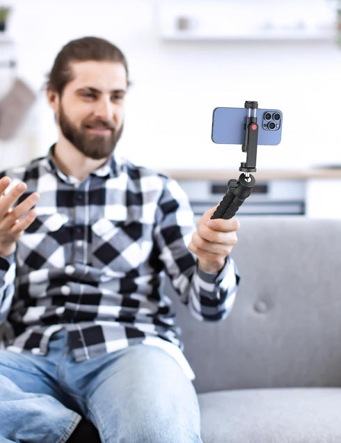 YUMAZLA 2 1/4 inch Phone Tripod Mount with Cold Shoes, Smartphone Holder Adapter Rotatable Bracket