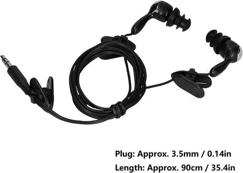 Sports Earbud Earphone - 3.5mm Sweatproof Wrap Around Headphones with Replaceable Earplugs for Diving, Running, Black