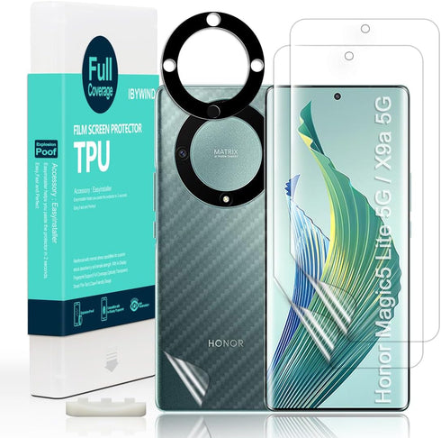 Ibywind 2 Pack Screen Protector for Honor Magic 5 Lite/X9a 6.67" + 1 Pack Camera Lens Protector + 1 Pack Back Film,