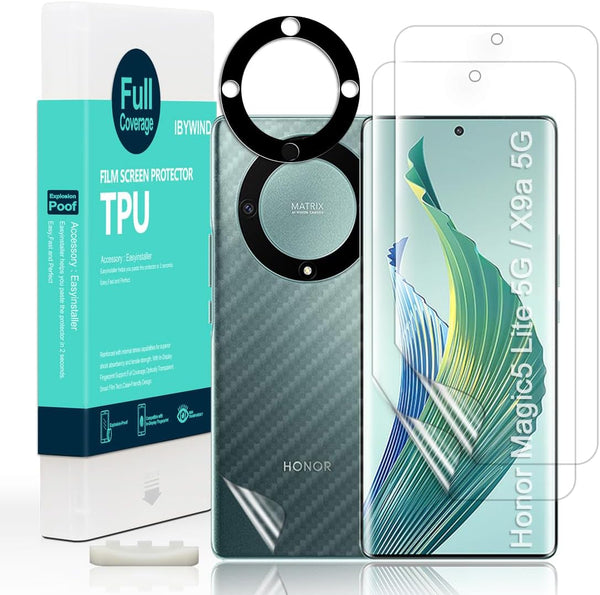 Ibywind 2 Pack Screen Protector for Honor Magic 5 Lite/X9a 6.67" + 1 Pack Camera Lens Protector + 1 Pack Back Film,