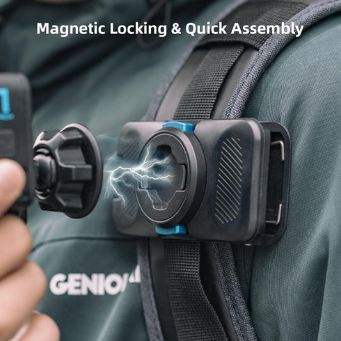 SUREWO 360° Rotation Magnetic Quick Release Backpack Clip Mount for GoPro Hero 12, 11, 10, 9, 8, 7, 6, 5