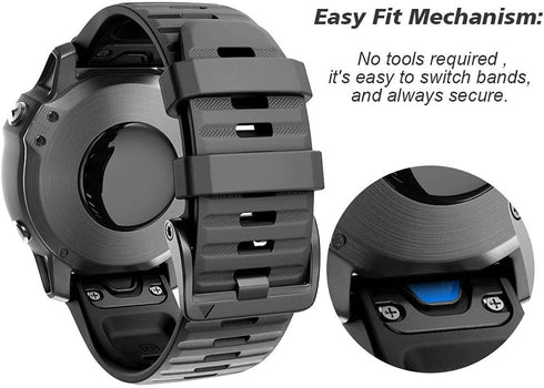 NotoCity Compatible with Fenix 6X Pro Band - 26mm Watch Bands for Fenix 6X/Fenix 7X/Fenix 5X (Black/Grey/Slate)