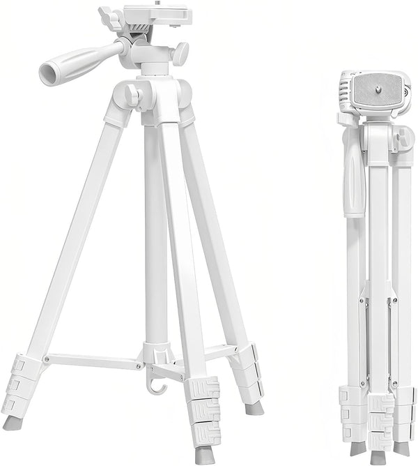 kakotopa White Lightweight Tripod - 17" to 57" Adjustable Height with 360 Pan