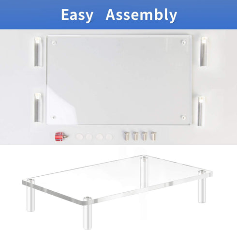 YestBuy Acrylic Monitor Stand Riser, Clear Computer Stand for Laptop, iMac, PC, Printer, Ergonomic Desk Riser