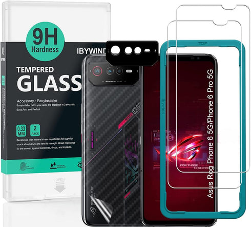 Ibywind Screen Protector for Asus Rog Phone 6/6 Pro 5G 6.78", easy install, no bubble, includes metal camera lens