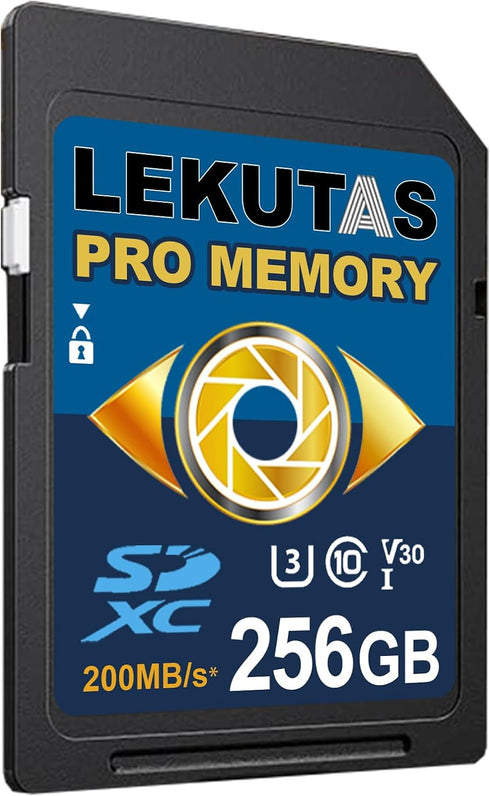 256GB SDXC UHS-I Memory Card - Up to 200MB/s, C10, U3, V30 for 4K UHD Video Cameras