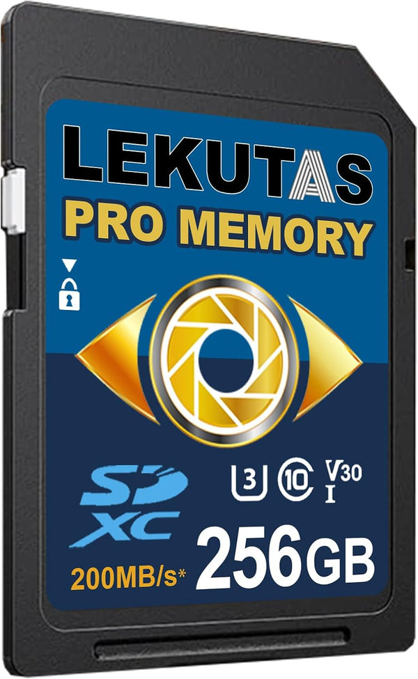 256GB SDXC UHS-I Memory Card - Up to 200MB/s, C10, U3, V30 for 4K UHD Video Cameras