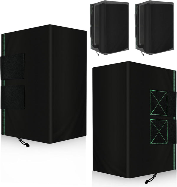 2 PCS Outdoor Speaker Cover, Weatherproof Wall Mounted Speaker Cover, Black (H 11" x W 7" x D 9")