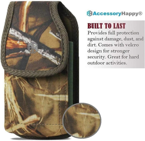 AH Military Grade Camo Cell Phone Holster for Men, Compatible with iPhone 12 Mini SE 5 5S 5C Samsung J1 J3 & More