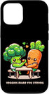 Funny Broccoli and Carrot iPhone 15 Funny Broccoli vs. Carrot Arm Wrestling Funny Food Tee Case