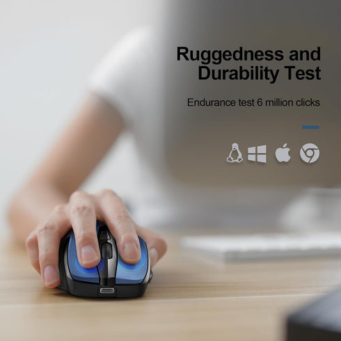 TECKNET Rechargeable Wireless Mouse, 2.4G Silent Mouse, 6 Adjustable 4800 DPI, Ergonomic Mouse for Laptop, Blue
