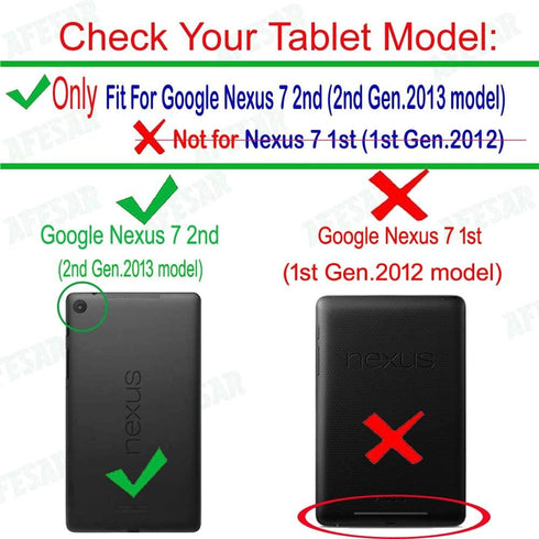 Premium Slim Synthetic Leather Flip Stand Case for Google Nexus 7 2013 FHD 2nd Gen Tablet, Magnetic Closure (Red)