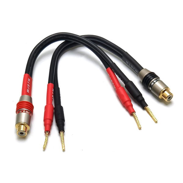 WJSTN RCA Speaker Adapter - RCA to Flex Pin Banana Plug Adapter, 6 inches, 2Pack