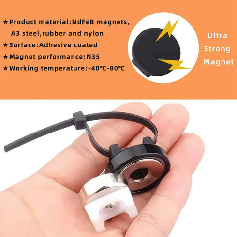 Generic Mounts,10Pcs (50 Heavy-Duty Magnetic Zip Tie Multipurpose Cable Holder with Nylon Cable Ties Pieces)