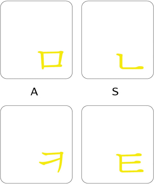 Korean Transparent Keyboard Stickers with Yellow Lettering for PC Computer Laptops Desktop Keyboards