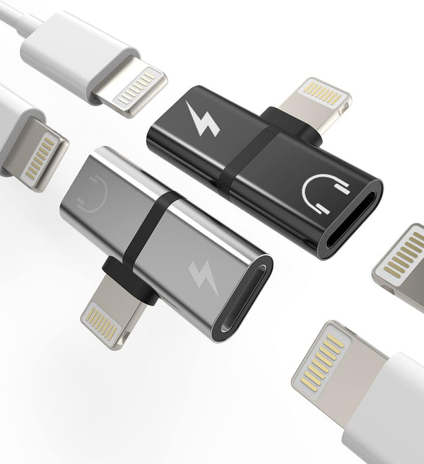 2-Pack iPhone Headphone Adapter: 2-in-1 Lightning Splitter for Audio & Charge, Compatible with iPhone 13, 12, 11 Pro