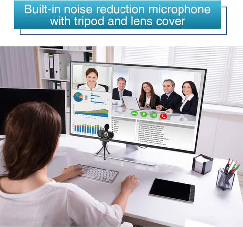 HZQDLN 1080P Webcam with Microphone, HD Webcam Web Camera with Tripod Stand, Widescreen USB Computer Camera, Streaming