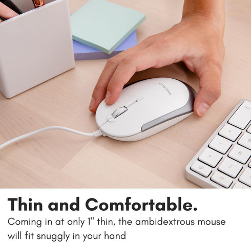 Macally Wired USB C Mouse for Mac & Windows - 3 Button & Scroll Wheel USB Type C Mouse, Comfortable Ambidextrous