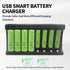 SPMST 1.2V 5V 2A 8-Slot AA AAA Battery Charger, Suitable for Ni MH Batteries, Type-C Fast LED Light as Charging
