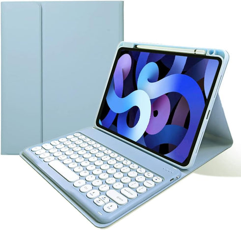 Keyboard Case for iPad Pro 13 inch M4 with Detachable Bluetooth Keyboard and Pencil Holder, Misty Blue
