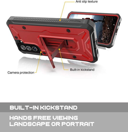 ArmadilloTek Vanguard Case for Samsung Galaxy S21 Plus, Military Grade Full-Body Rugged with Built-in Kickstand (Red)