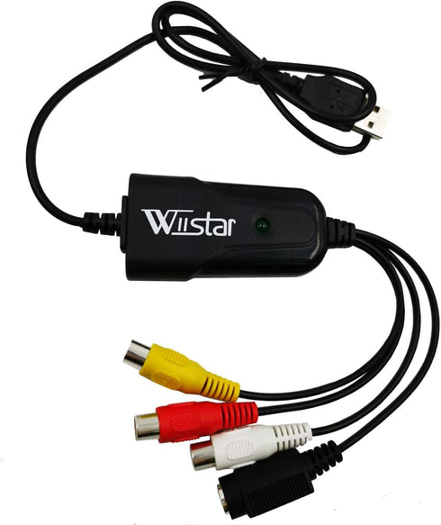 Wiistar USB 2.0 Video Capture Card Device Adapter - VHS to DVD Digital Converter, Support Windows 10/8/7/XP