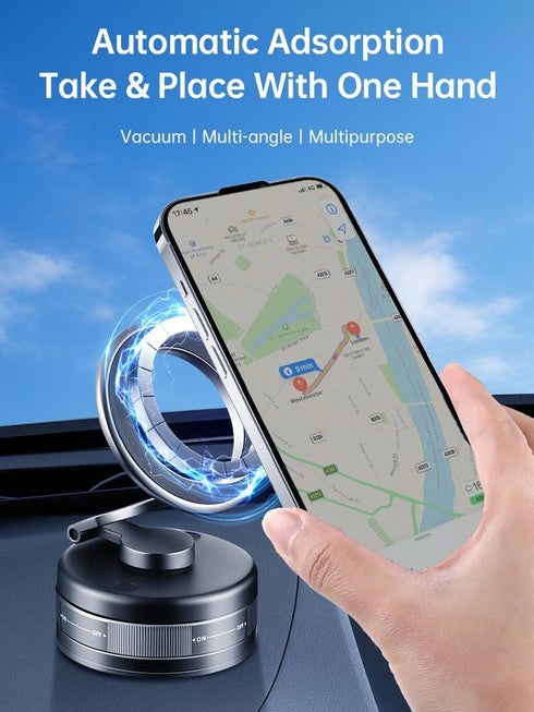 Caiwongtech 360 Vacuum Magnetic Suction Phone Holder, Rotatable Foldable Retractable Hands-Free Suction Cup Phone Mount