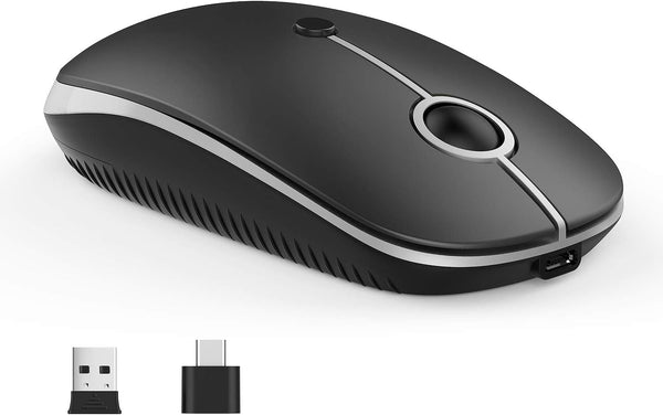 Type C Wireless Mouse, Vssoplor USB C MacBook Wireless Mouse Dual Mode 2.4G Cordless Mice with Nano USB and Type C
