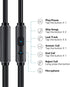 Wired Earbuds Headphones with Microphone, Noise Isolating Stereo Bass, In-Ear Earphones for Smartphones, Tablets, Black