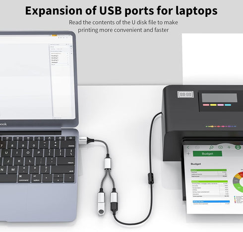 USB 2.0 Adapter, Dual USB Port Extender Hub for Laptop, Mac, Tesla Model 3 Charging and Data Transfer