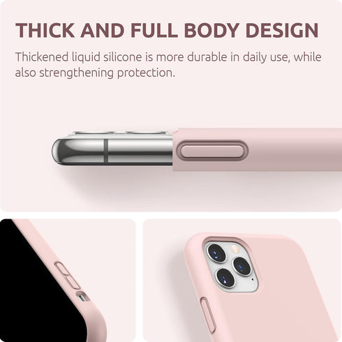 SURPHY iPhone 11 Pro Max Case, Thickened Liquid Silicone Phone Case with Microfiber Lining, Pink