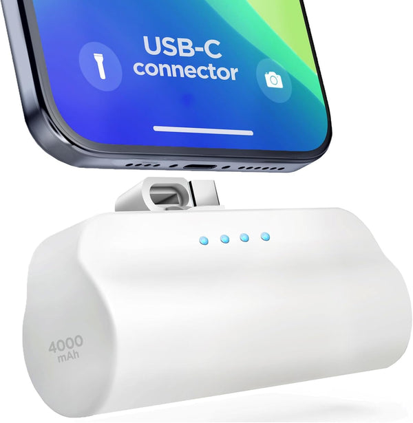 GALVANOX USB-C Battery Pack for iPhone 15 and 15 Pro Max, Fast Charging Type-C, 4000mAh Small Power Bank with Cable