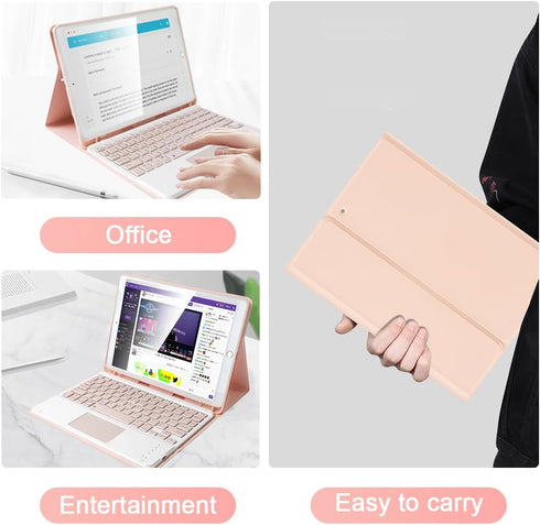LAMA Wireless Keyboard Case with Touchpad for iPad 10.2" 9th 8th 7th Gen, Detachable Bluetooth Keyboard, Pencil Holder