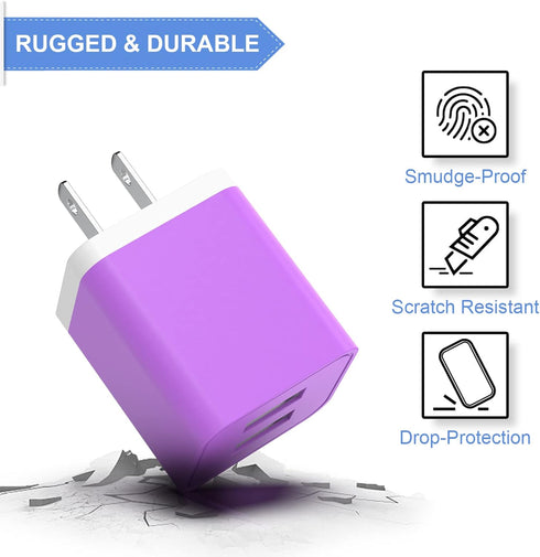 6 Pack USB Wall Charger, iGENJUN 2.4A Dual USB Port Cube Power Plug Adapter Fast Charger Block for iPhone and Android